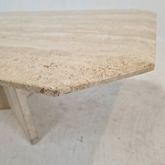 Image 1 of Table basse vintage italienne en travertin, 1980