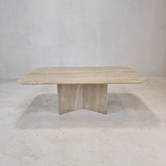 Image 1 of Table basse vintage italienne en travertin, 1980