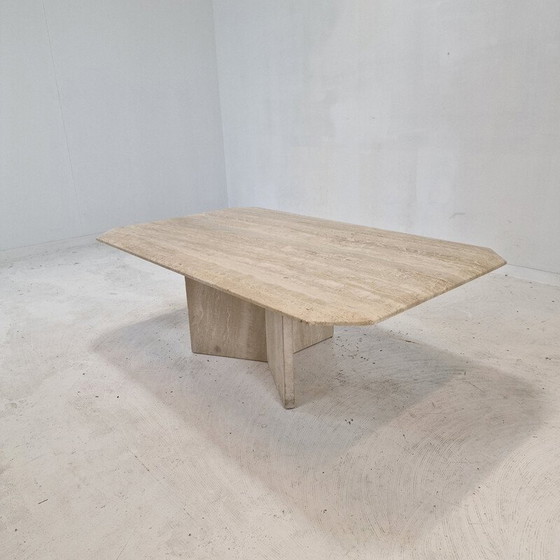 Image 1 of Table basse vintage italienne en travertin, 1980