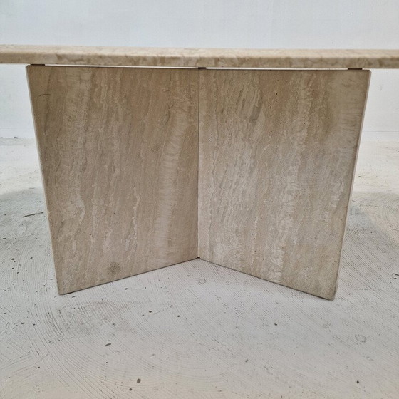 Image 1 of Table basse vintage italienne en travertin, 1980