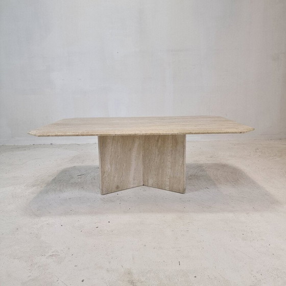 Image 1 of Table basse vintage italienne en travertin, 1980