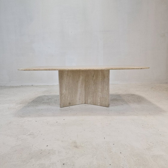 Image 1 of Table basse vintage italienne en travertin, 1980
