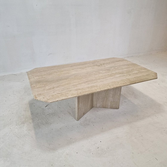 Image 1 of Table basse vintage italienne en travertin, 1980