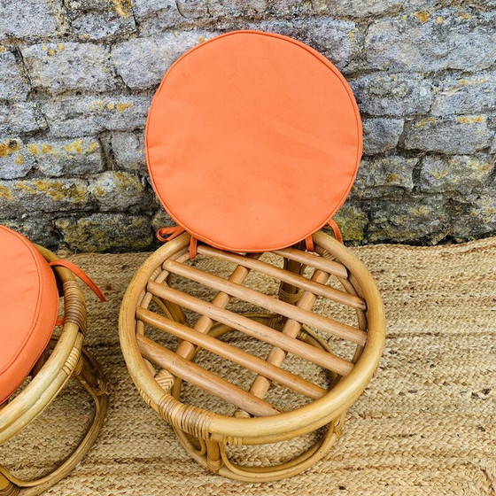 Image 1 of Table basse vintage avec paire de poufs