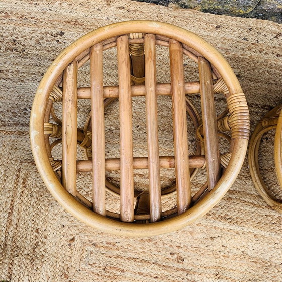 Image 1 of Table basse vintage avec paire de poufs