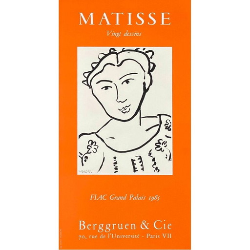 Affiche vintage "Galerie Berggruen" d'Henri Matisse, 1985