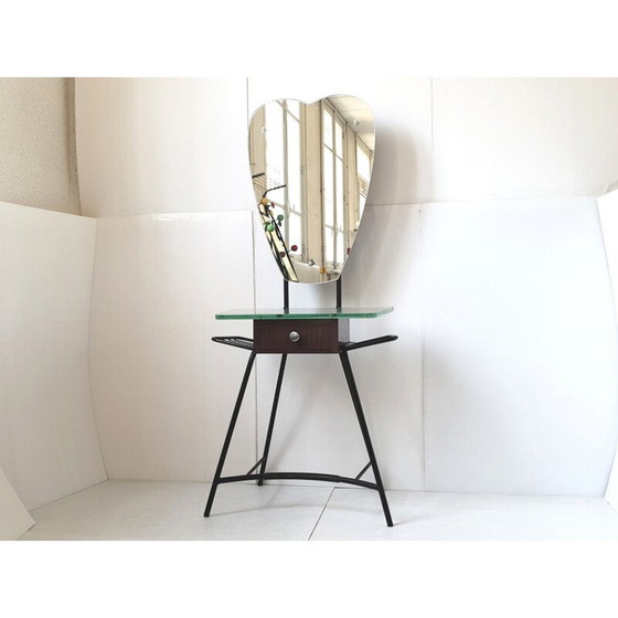 Image 1 of Coiffeuse vintage française en acier et formica, 1950