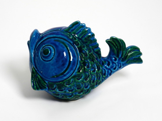 Image 1 of Magnifique tirelire en céramique Rimini bleu poisson des années 1960 par Aldo Londi pour Bitossi Italie