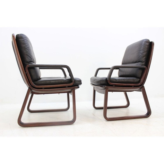 Image 1 of Ensemble de 4 fauteuils en cuir vintage par Eugen Schmidt, Allemagne 1970
