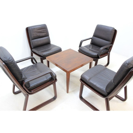 Image 1 of Ensemble de 4 fauteuils en cuir vintage par Eugen Schmidt, Allemagne 1970