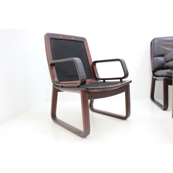 Image 1 of Ensemble de 4 fauteuils en cuir vintage par Eugen Schmidt, Allemagne 1970