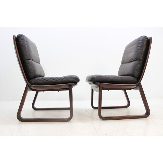 Image 1 of Ensemble de 4 fauteuils en cuir vintage par Eugen Schmidt, Allemagne 1970