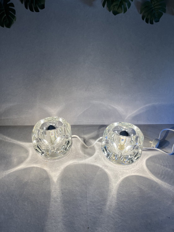 Image 1 of 2 X Peil & Putzler Ice Cube Set Of 2 Glass Design Table Lamps