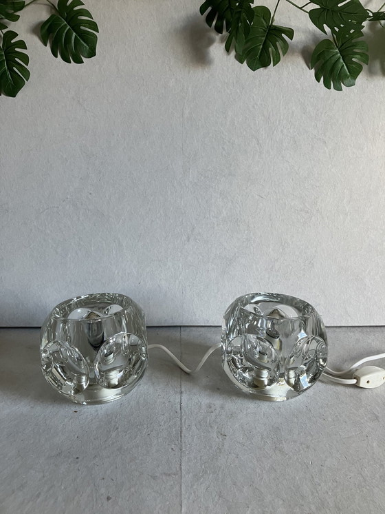 Image 1 of 2 X Peil & Putzler Ice Cube Set Of 2 Glass Design Table Lamps