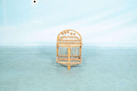 Image 1 of Table de lecture vintage en rotin 1970, table d'appoint bohème