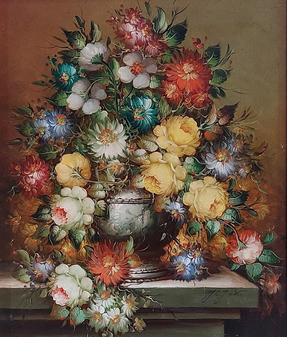 Image 1 of Nature morte aux fleurs, toile wanddecoratie