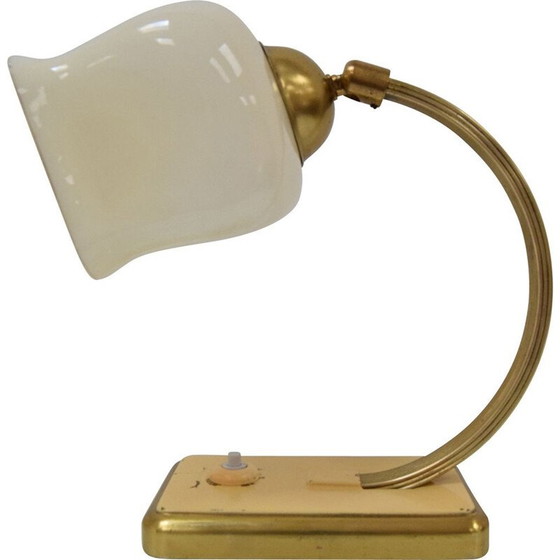 Image 1 of Lampe de table Art déco en verre et laiton, Tchécoslovaquie 1930