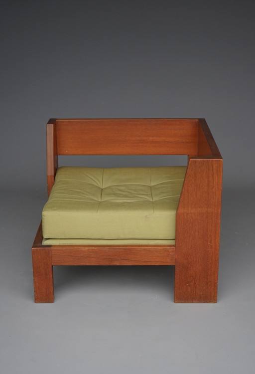 Chaise d'angle en acajou de Wim Den Boon, années 1960