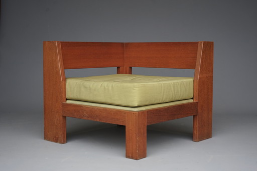 Chaise d'angle en acajou de Wim Den Boon, années 1960