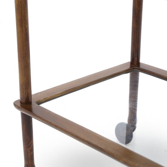 Image 1 of Chariot vintage en bois avec étagères en verre, années 1950