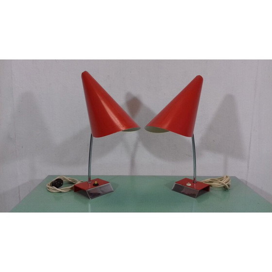 Image 1 of Paire de lampes en métal vintage par Josef Hůrka pour Napako, Tchécoslovaquie 1960