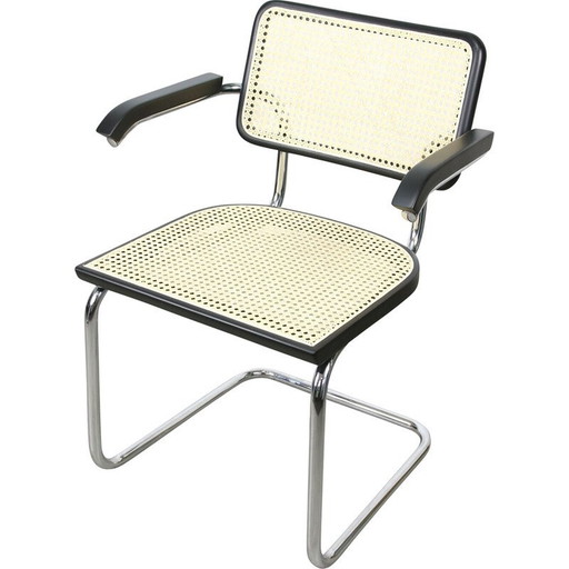 Fauteuils Vintage Cesca B64 en bois et cannage par Marcel Breuer