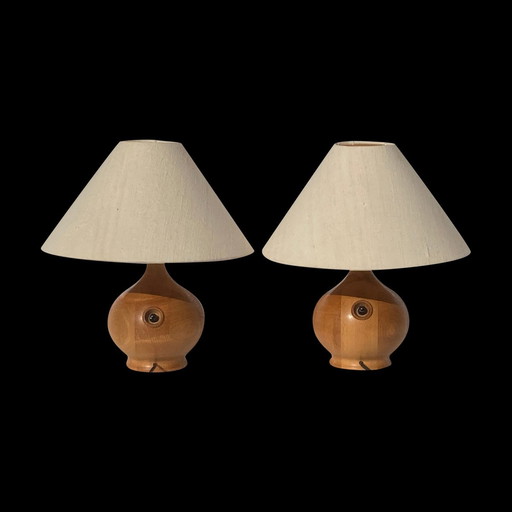 2X lampes de table en teck de Dyrlund, Danemark, années 1970