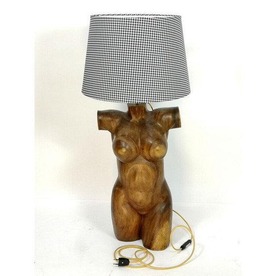 Image 1 of Paire de lampes torse en bois massif sculpté à la main, 1970