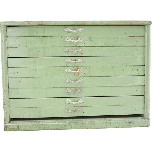 Commode industrielle en bois vert