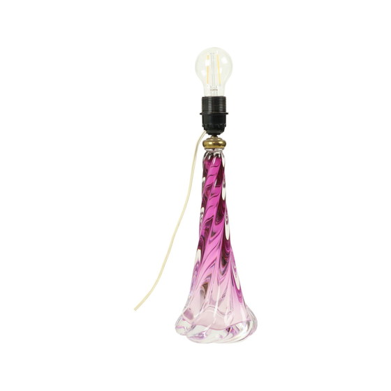 Image 1 of Lampe à poser violette Val Saint Lambert