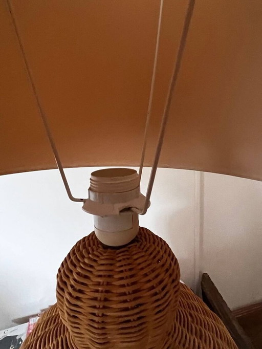Lampe Vintage En Osier Tressé