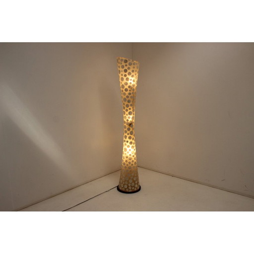 Lampadaire vintage en plastique et bois, Tchécoslovaquie, années 1970