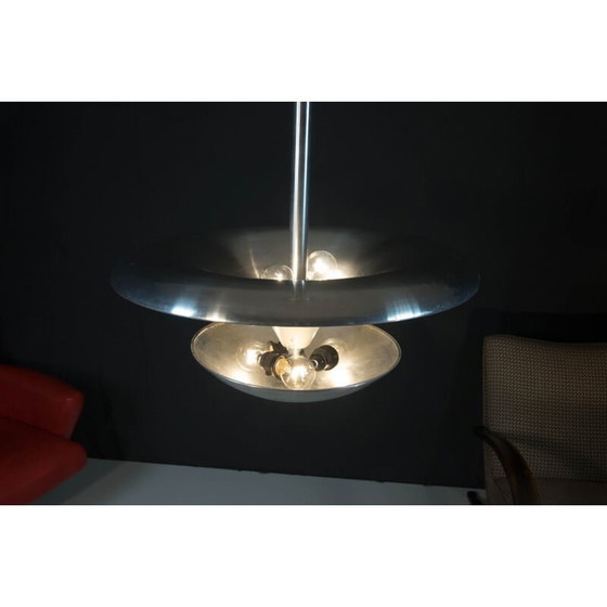 Image 1 of Lustre vintage Bauhaus en aluminium avec lumière indirecte, 1930