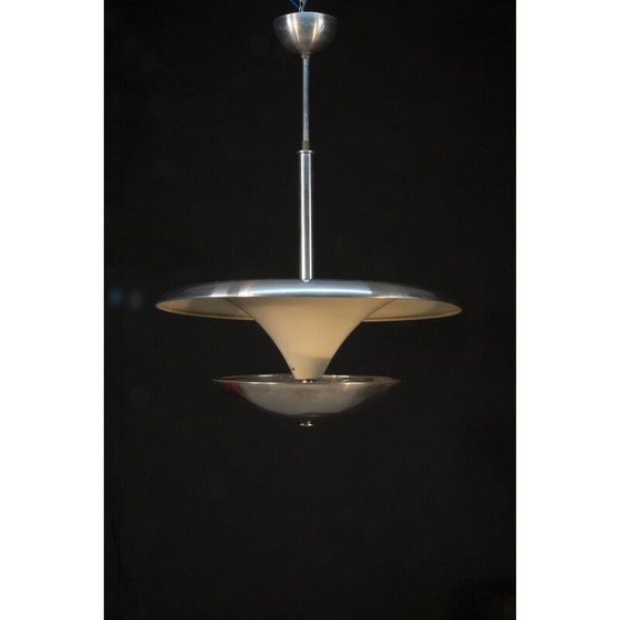 Image 1 of Lustre vintage Bauhaus en aluminium avec lumière indirecte, 1930
