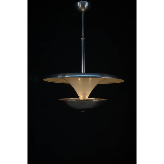 Image 1 of Lustre vintage Bauhaus en aluminium avec lumière indirecte, 1930