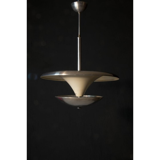 Image 1 of Lustre vintage Bauhaus en aluminium avec lumière indirecte, 1930