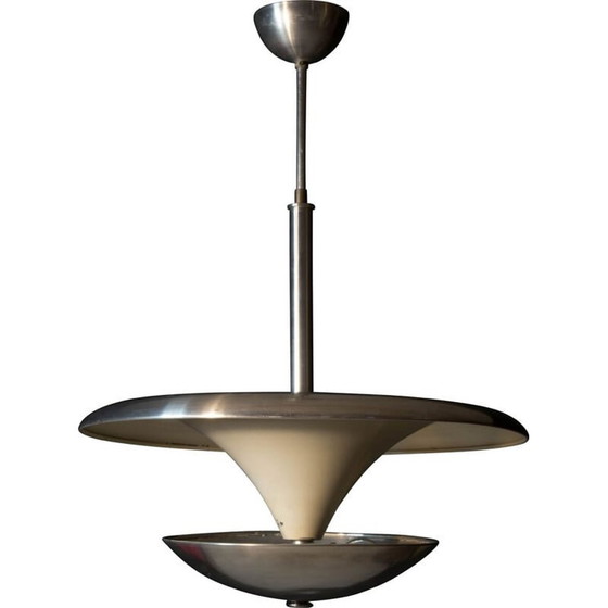 Image 1 of Lustre vintage Bauhaus en aluminium avec lumière indirecte, 1930