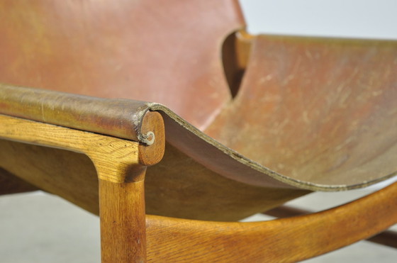 Image 1 of A/S Mikael Laursen / Fauteuil en cuir vintage / Illum Wikkelsø / Danemark 1960S