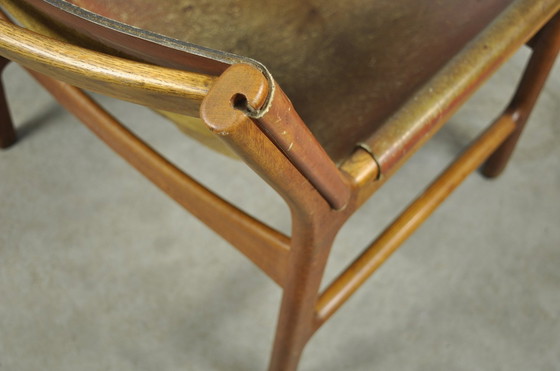 Image 1 of A/S Mikael Laursen / Fauteuil en cuir vintage / Illum Wikkelsø / Danemark 1960S