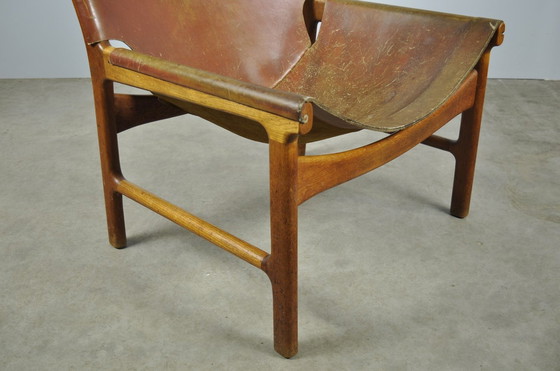Image 1 of A/S Mikael Laursen / Fauteuil en cuir vintage / Illum Wikkelsø / Danemark 1960S