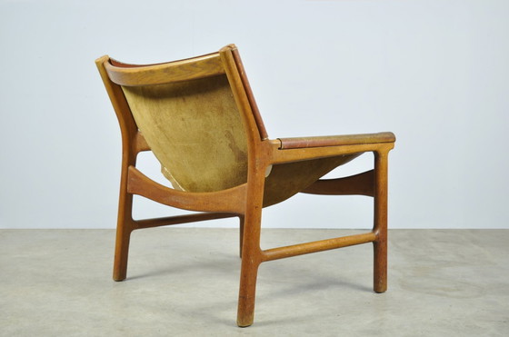 Image 1 of A/S Mikael Laursen / Fauteuil en cuir vintage / Illum Wikkelsø / Danemark 1960S