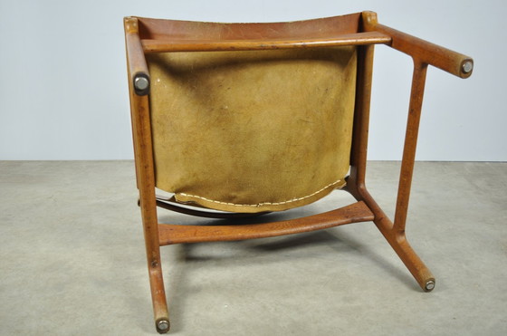 Image 1 of A/S Mikael Laursen / Fauteuil en cuir vintage / Illum Wikkelsø / Danemark 1960S