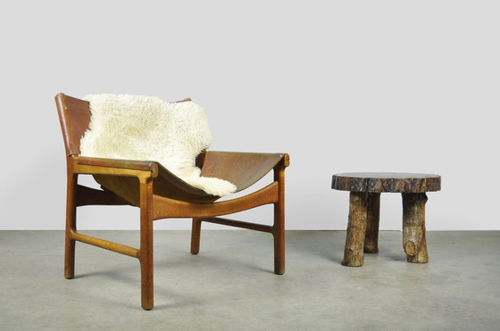 Image 1 of A/S Mikael Laursen / Fauteuil en cuir vintage / Illum Wikkelsø / Danemark 1960S