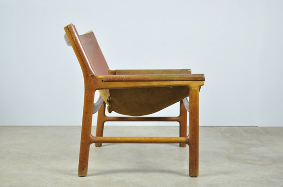 Image 1 of A/S Mikael Laursen / Fauteuil en cuir vintage / Illum Wikkelsø / Danemark 1960S