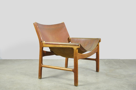 Image 1 of A/S Mikael Laursen / Fauteuil en cuir vintage / Illum Wikkelsø / Danemark 1960S