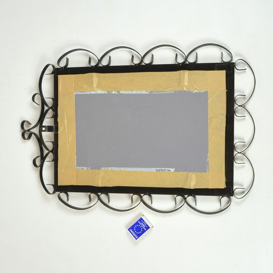 Image 1 of Miroir rectangulaire en ferronnerie d'art du milieu du siècle, Allemagne, années 1970