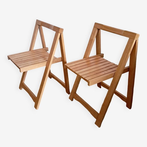 Paire De Chaises Pliantes En Bois