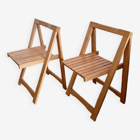 Image 1 of Paire De Chaises Pliantes En Bois