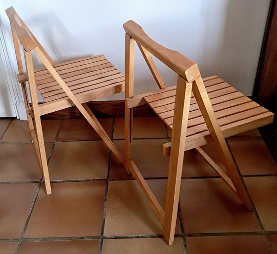 Image 1 of Paire De Chaises Pliantes En Bois