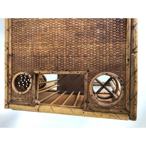 Image 1 of Bureau et chaise en rotin vintage pour enfants